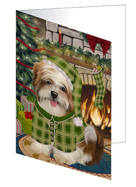 The Stocking was Hung Afghan Hound Dog Handmade Artwork Assorted Pets Greeting Cards and Note Cards with Envelopes for All Occasions and Holiday Seasons GCD69947