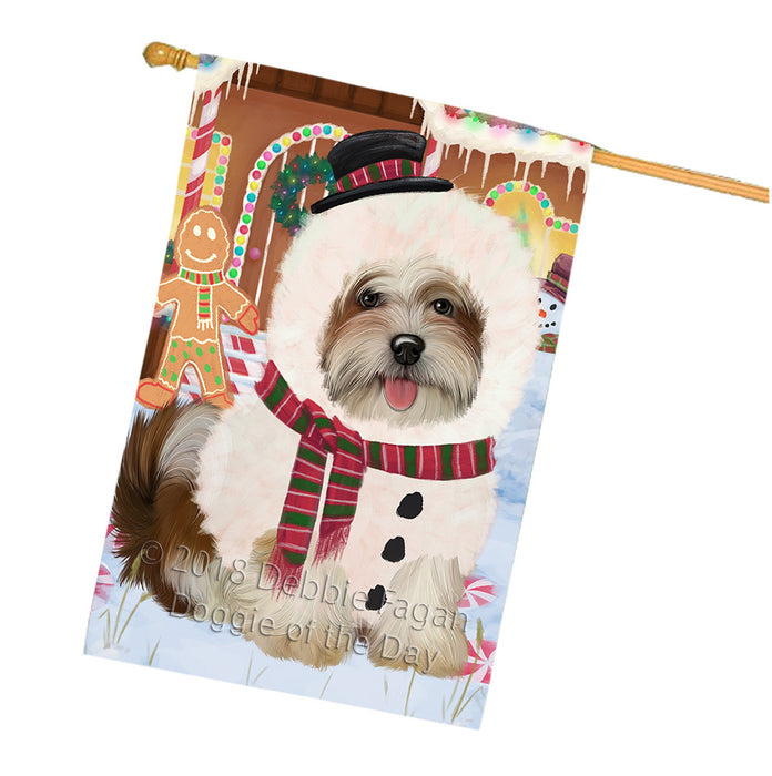 Christmas Gingerbread House Candyfest Malti Tzu Dog House Flag FLG57141
