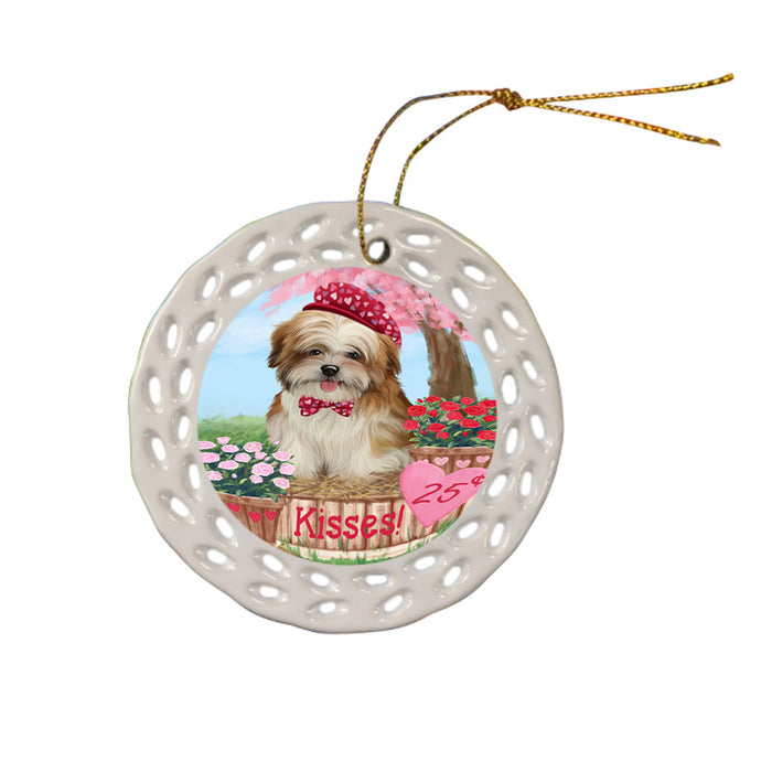 Rosie 25 Cent Kisses Malti Tzu Dog Ceramic Doily Ornament DPOR56329