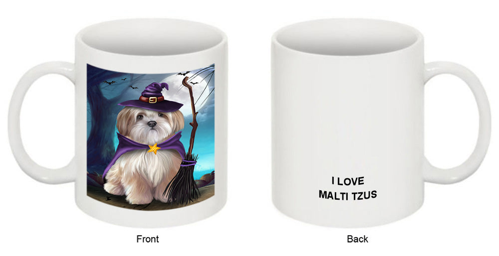 Happy Halloween Trick or Treat Malti Tzu Dog Coffee Mug MUG49909