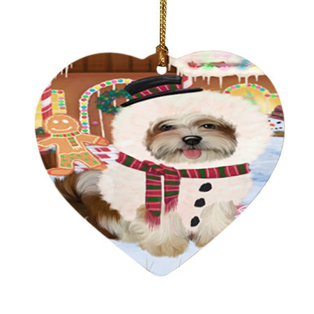 Christmas Gingerbread House Candyfest Malti Tzu Dog Heart Christmas Ornament HPOR56813