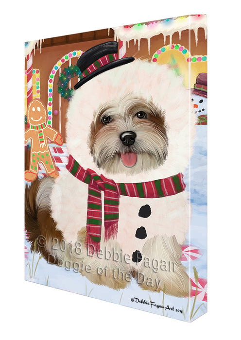 Christmas Gingerbread House Candyfest Malti Tzu Dog Canvas Print Wall Art Décor CVS130337