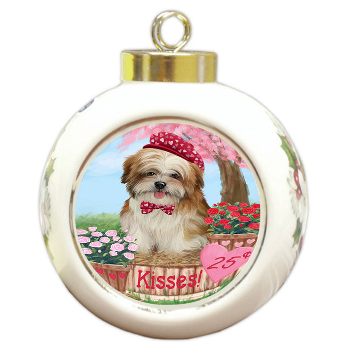 Rosie 25 Cent Kisses Malti Tzu Dog Round Ball Christmas Ornament RBPOR56329