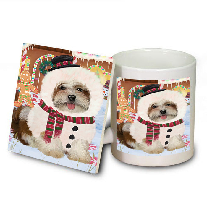 Christmas Gingerbread House Candyfest Malti Tzu Dog Mug and Coaster Set MUC56449