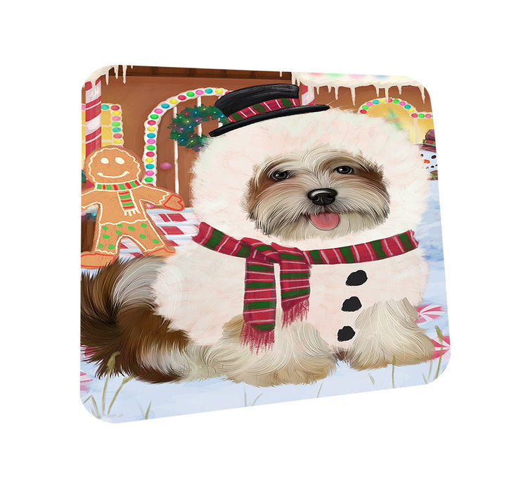 Christmas Gingerbread House Candyfest Malti Tzu Dog Coasters Set of 4 CST56415