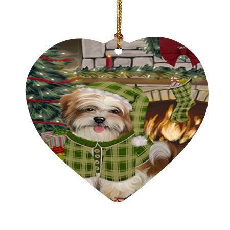 The Stocking was Hung Malti Tzu Dog Heart Christmas Ornament HPOR55723