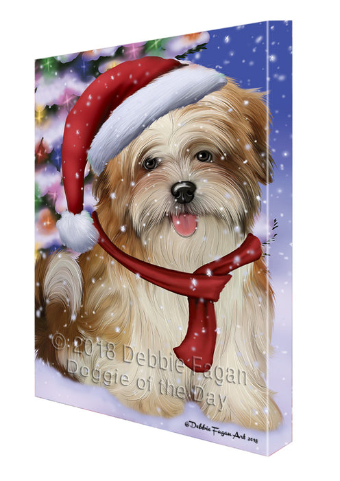 Winterland Wonderland Malti Tzu Dog In Christmas Holiday Scenic Background Canvas Print Wall Art Décor CVS101816