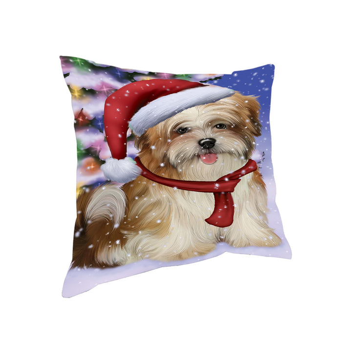 Winterland Wonderland Malti Tzu Dog In Christmas Holiday Scenic Background Pillow PIL71720