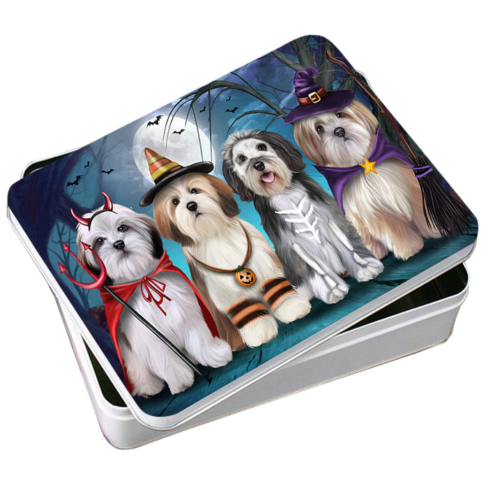 Happy Halloween Trick or Treat Malti Tzus Dog Photo Storage Tin PITN54424