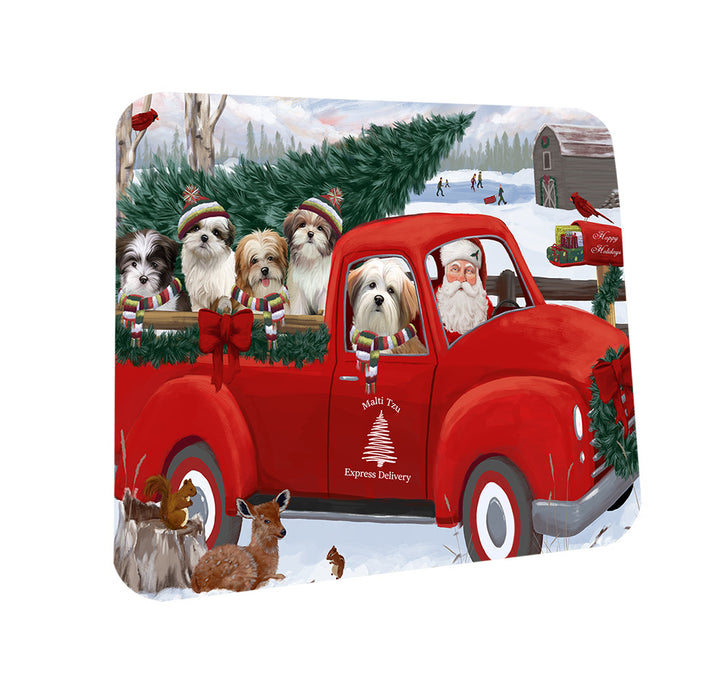 Christmas Santa Express Delivery Malti Tzus Dog Family Coasters Set of 4 CST55008