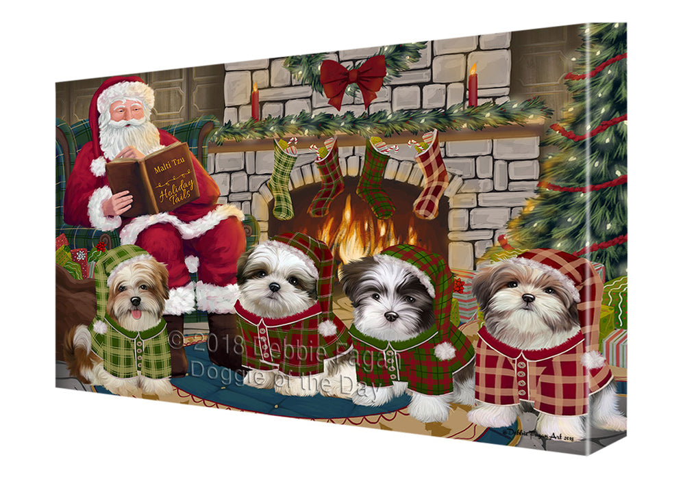 Christmas Cozy Holiday Tails Malti Tzus Dog Canvas Print Wall Art Décor CVS116171