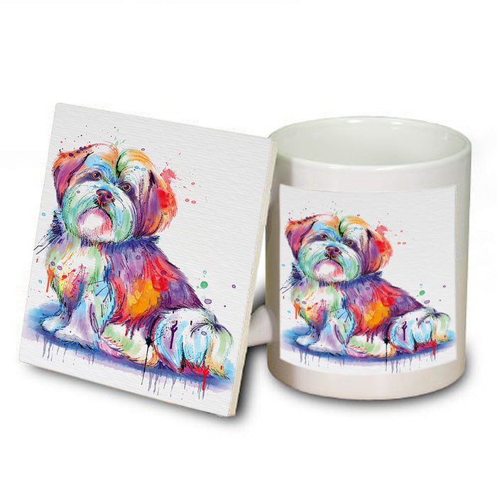 Watercolor Malti Tzu Dog Mug and Coaster Set MUC57084
