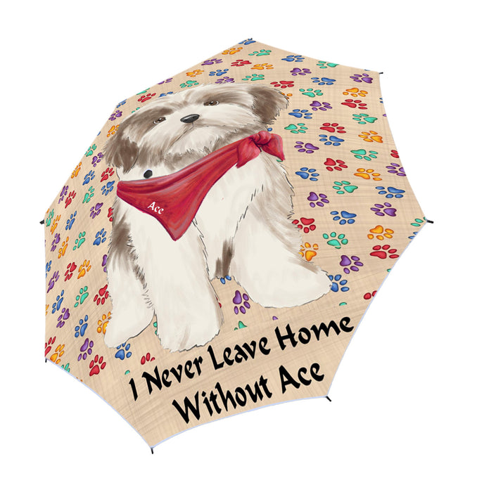 Custom Pet Name Personalized I never Leave Home Malti Tzu Dog Semi-Automatic Foldable Umbrella