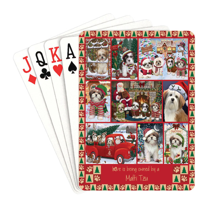 Love is Being Owned Christmas Malti Tzu Dogs Playing Card Decks