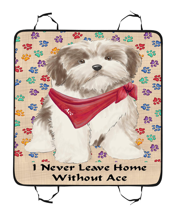 Personalized I Never Leave Home Paw Print Malti Tzu Dogs Pet Back Car Seat Cover