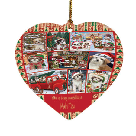 Love is Being Owned Christmas Malti Tzu Dogs Heart Christmas Ornament HPOR57866