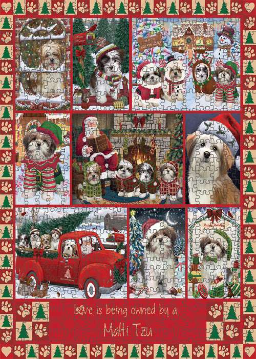 Love is Being Owned Christmas Malti Tzu Dogs Puzzle with Photo Tin PUZL99432