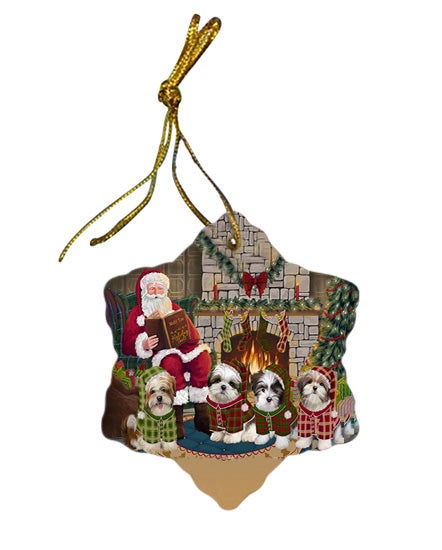 Christmas Cozy Holiday Tails Malti Tzus Dog Star Porcelain Ornament SPOR55494