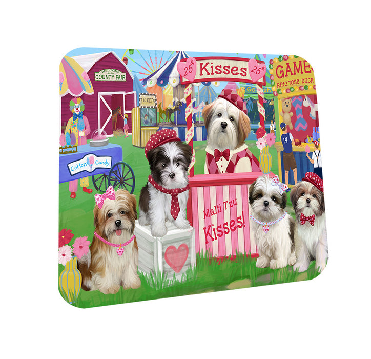 Carnival Kissing Booth Malti Tzus Dog Coasters Set of 4 CST55866