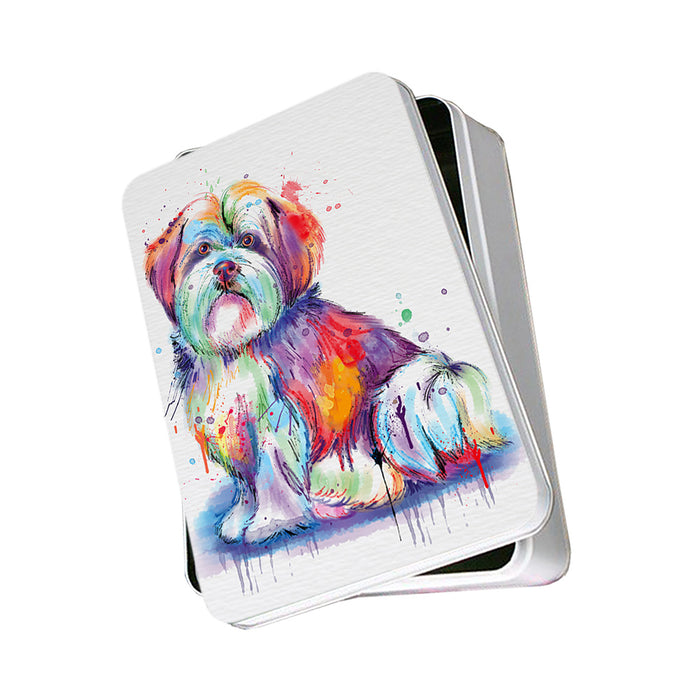 Watercolor Malti Tzu Dog Photo Storage Tin PITN57035