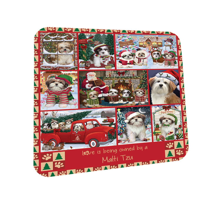 Love is Being Owned Christmas Malti Tzu Dogs Coasters Set of 4 CST57197