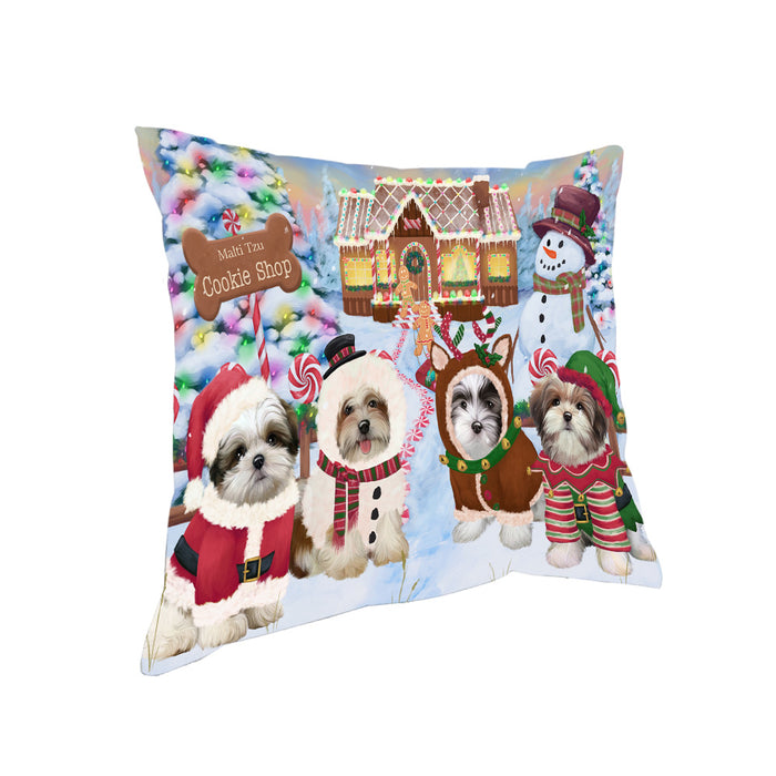 Holiday Gingerbread Cookie Shop Malti Tzus Dog Pillow PIL80308