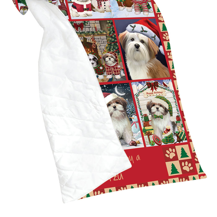 Love is Being Owned Christmas Malti Tzu Dogs Quilt