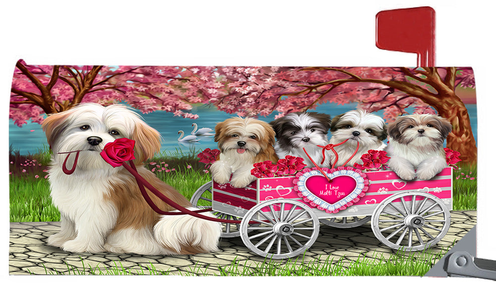I Love Malti Tzu Dogs in a Cart Magnetic Mailbox Cover MBC48567