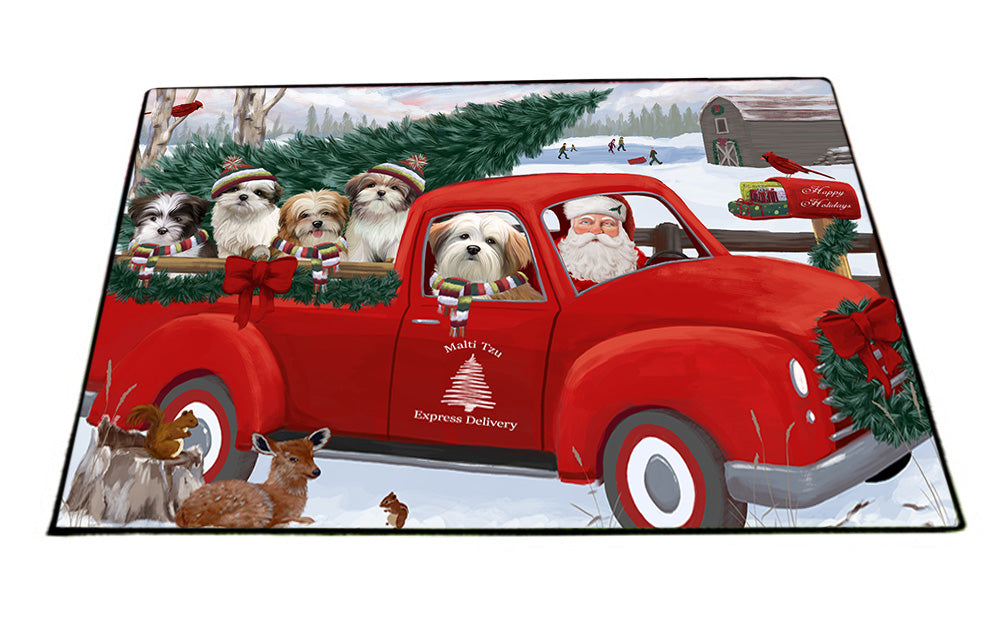 Christmas Santa Express Delivery Malti Tzus Dog Family Floormat FLMS52437