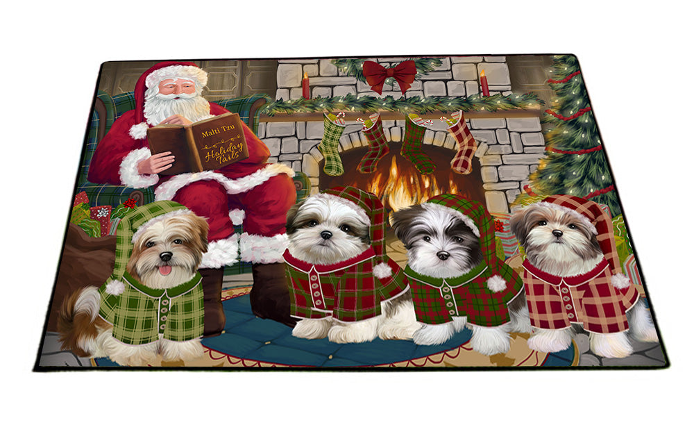 Christmas Cozy Holiday Tails Malti Tzus Dog Floormat FLMS52701