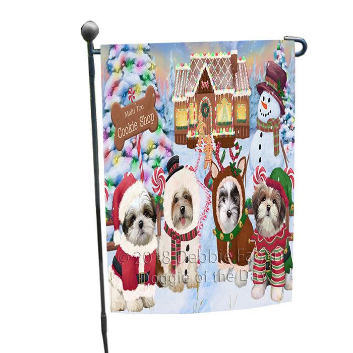 Holiday Gingerbread Cookie Shop Malti Tzus Dog Garden Flag GFLG57132