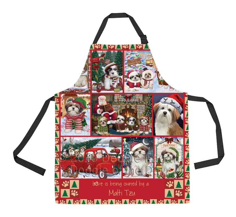 Love is Being Owned Christmas Malti Tzu Dogs Apron