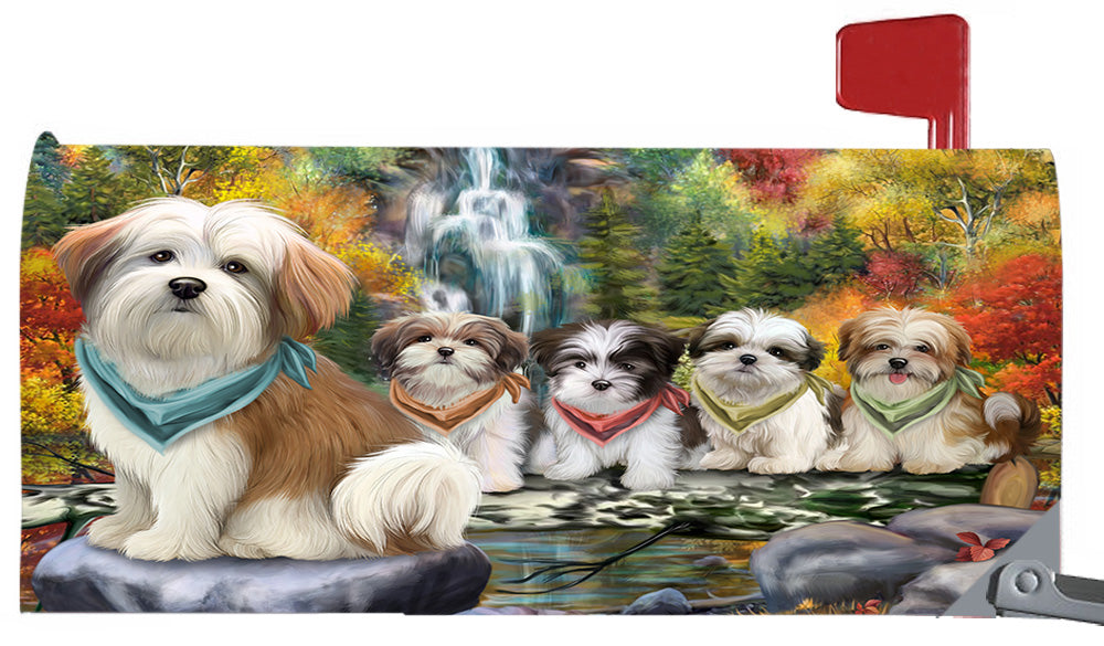 Scenic Waterfall Malti Tzu Dogs Magnetic Mailbox Cover MBC48738