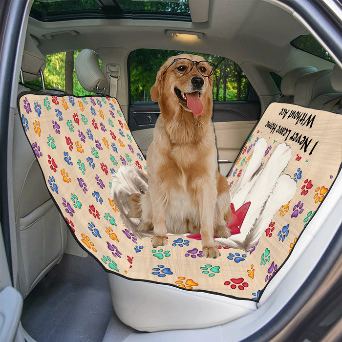 Personalized I Never Leave Home Paw Print Malti Tzu Dogs Pet Back Car Seat Cover