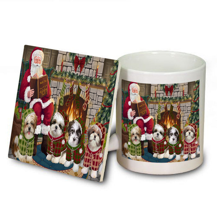 Christmas Cozy Holiday Tails Malti Tzus Dog Mug and Coaster Set MUC55130