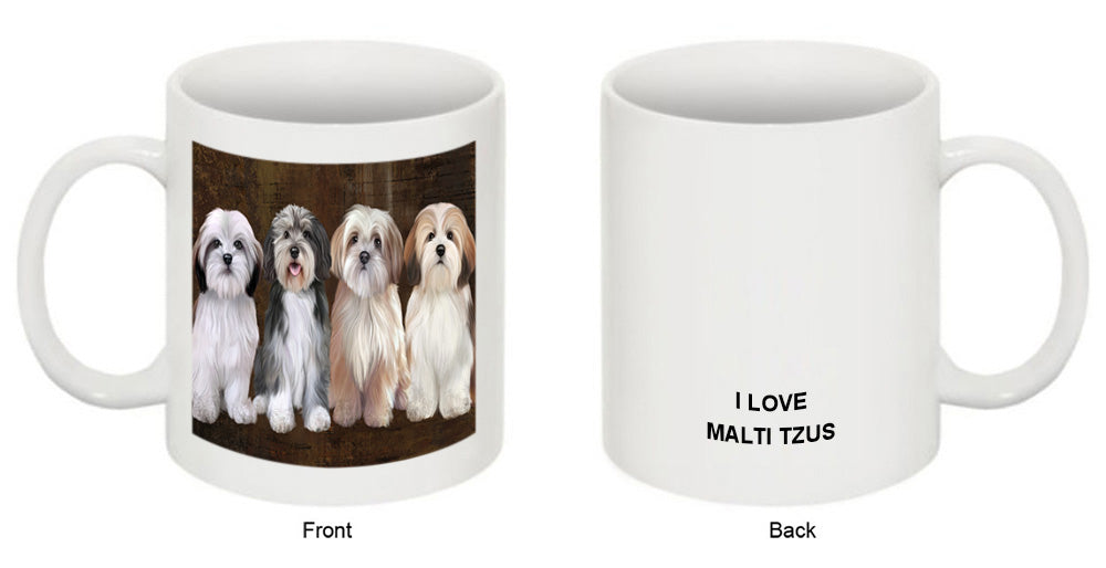 Rustic 4 Malti Tzus Dog Coffee Mug MUG49762