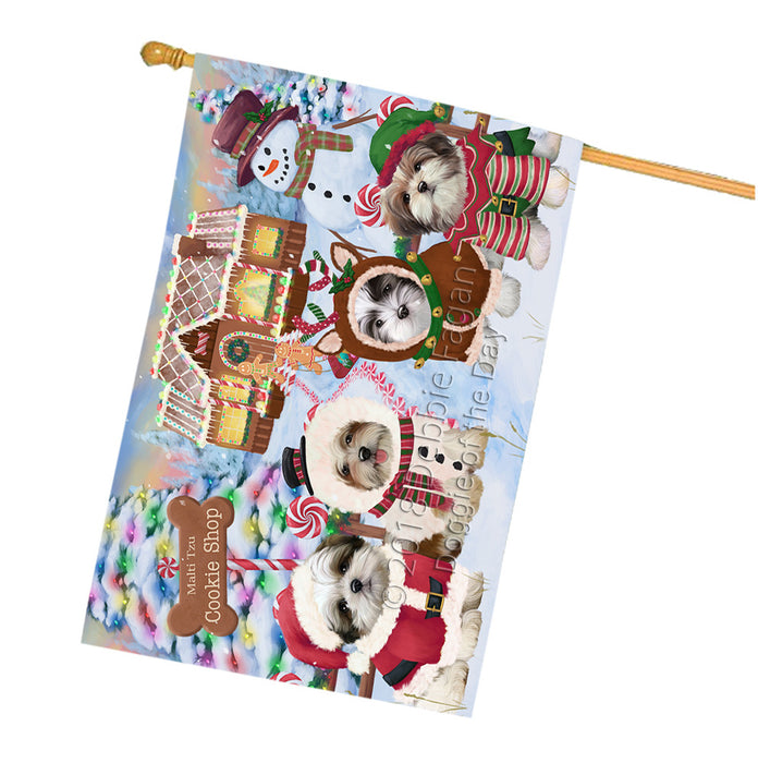 Holiday Gingerbread Cookie Shop Malti Tzus Dog House Flag FLG57188