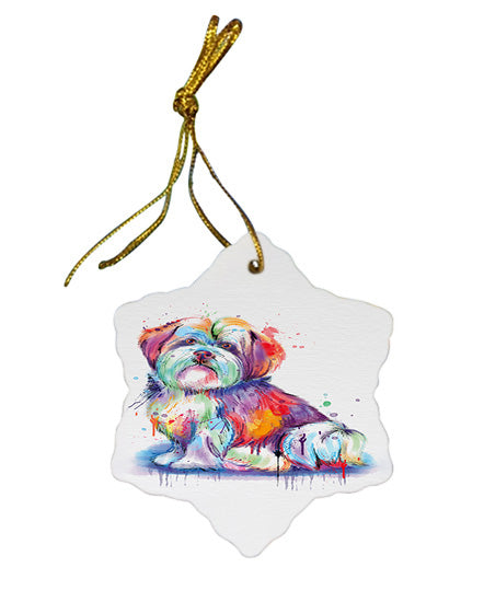 Watercolor Malti Tzu Dog Star Porcelain Ornament SPOR57387