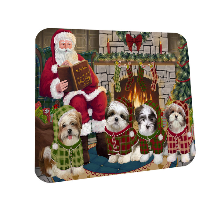 Christmas Cozy Holiday Tails Malti Tzus Dog Coasters Set of 4 CST55096