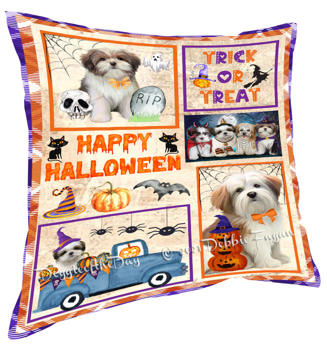 Happy Halloween Trick or Treat Malti Tzu Dogs Pillow with Top Quality High-Resolution Images - Ultra Soft Pet Pillows for Sleeping - Reversible & Comfort - Ideal Gift for Dog Lover - Cushion for Sofa Couch Bed - 100% Polyester, PILA88303
