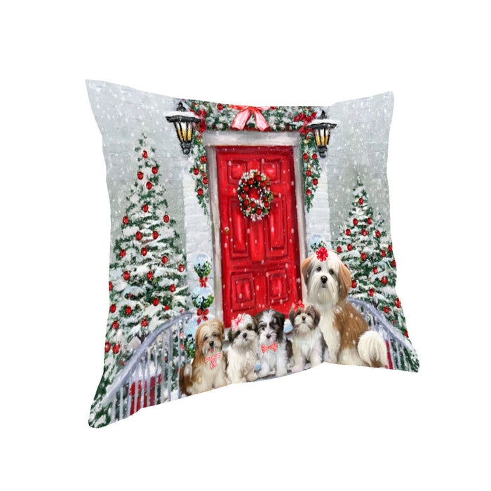 Christmas Holiday Welcome Malti Tzu Dogs Pillow with Top Quality High-Resolution Images - Ultra Soft Pet Pillows for Sleeping - Reversible & Comfort - Ideal Gift for Dog Lover - Cushion for Sofa Couch Bed - 100% Polyester
