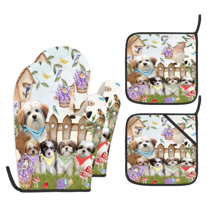 Malti Tzu Oven Mitts and Pot Holder Set: Explore a Variety of Designs, Custom, Personalized, Kitchen Gloves for Cooking with Potholders, Gift for Dog Lovers