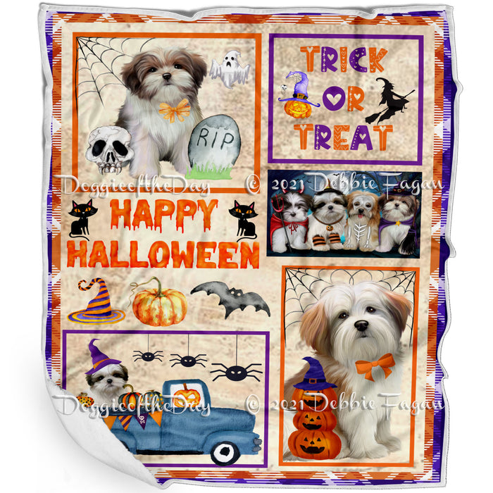 Happy Halloween Trick or Treat Malti Tzu Dogs Blanket BLNKT143764