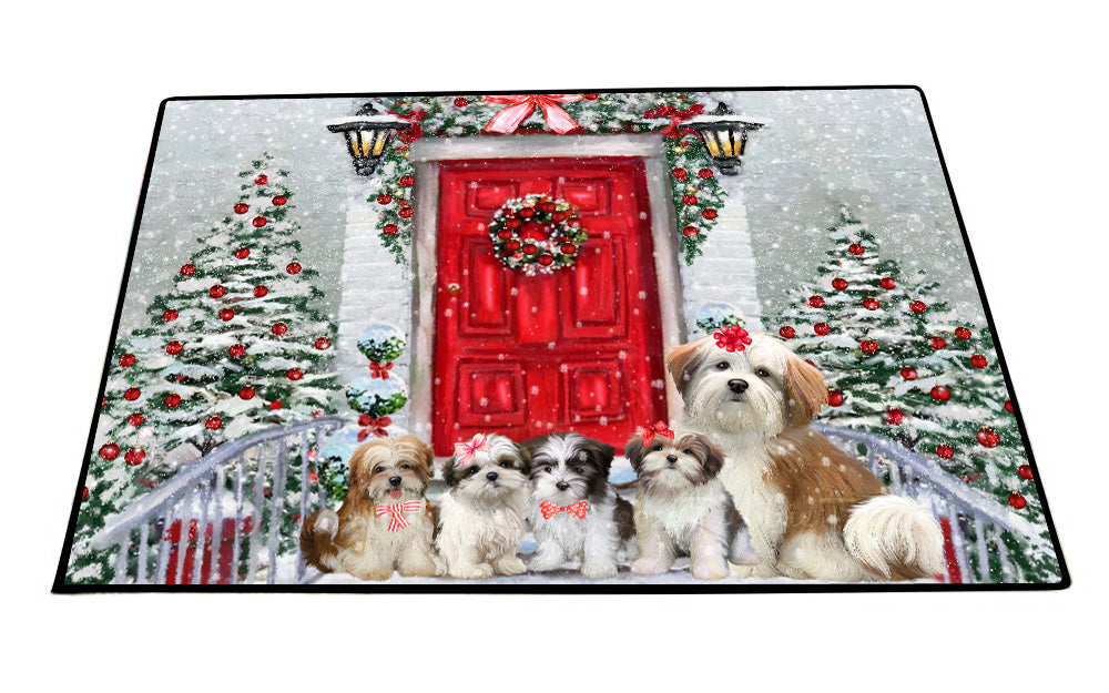 Christmas Holiday Welcome Malti Tzu Dogs Floor Mat- Anti-Slip Pet Door Mat Indoor Outdoor Front Rug Mats for Home Outside Entrance Pets Portrait Unique Rug Washable Premium Quality Mat