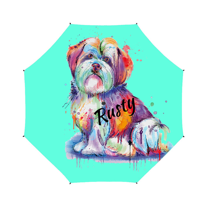 Custom Pet Name Personalized Watercolor Malti Tzu DogSemi-Automatic Foldable Umbrella