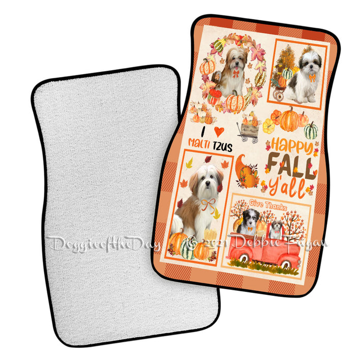 Happy Fall Y'all Pumpkin Malti Tzu Dogs Polyester Anti-Slip Vehicle Carpet Car Floor Mats CFM49246