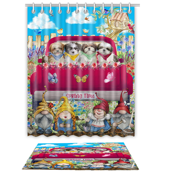 Malti Tzu Shower Curtain & Bath Mat Set: Explore a Variety of Designs, Custom, Personalized, Curtains with hooks and Rug Bathroom Decor, Gift for Dog and Pet Lovers