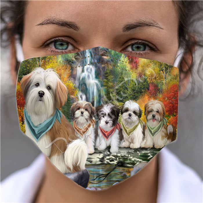 Scenic Waterfall Malti Tzu Dogs Face Mask FM49317