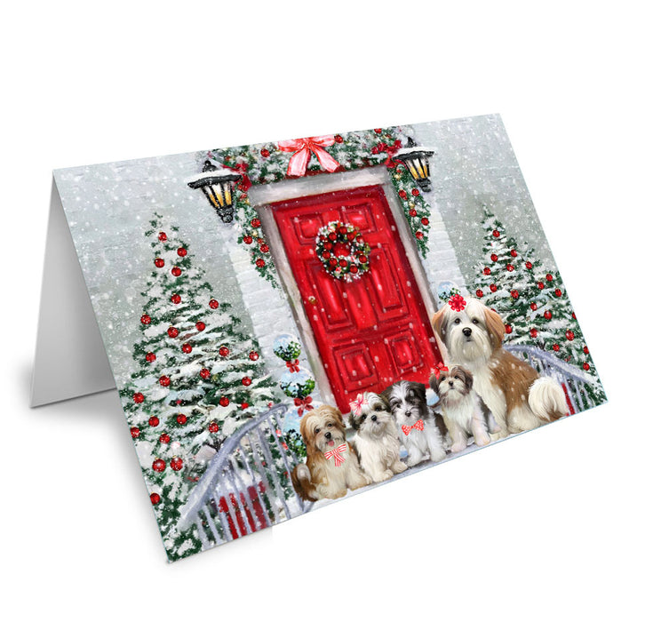 Christmas Holiday Welcome Malti Tzu Dog Handmade Artwork Assorted Pets Greeting Cards and Note Cards with Envelopes for All Occasions and Holiday Seasons