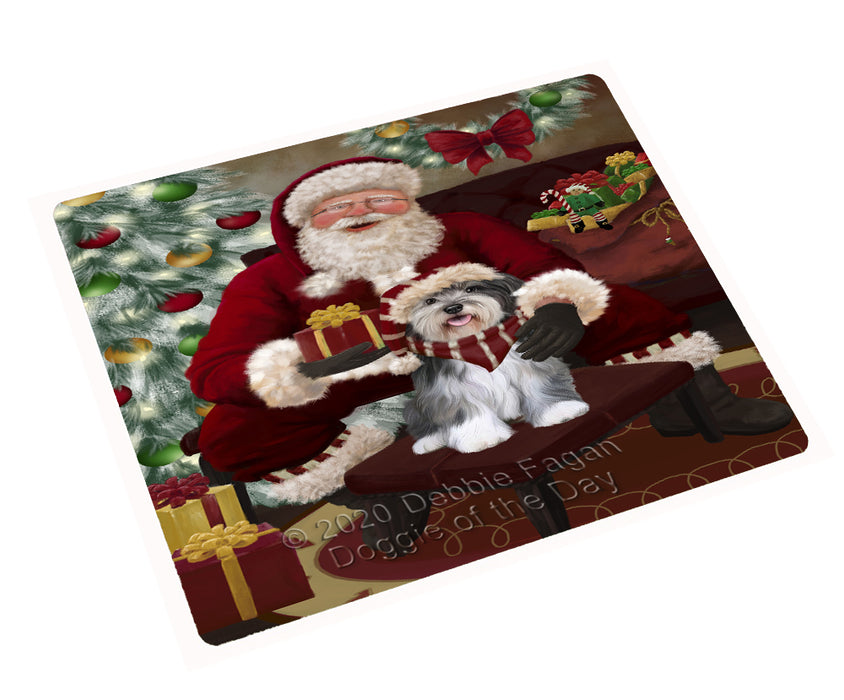 Santa's Christmas Surprise Malti Tzu Dog Cutting Board - Easy Grip Non-Slip Dishwasher Safe Chopping Board Vegetables C78673